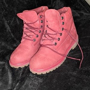 Dark Red Timberland Boots